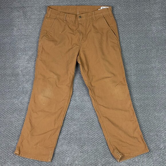 Distressed Carhart Dungaree Fit Canvas Pants Men's 36 x 30 Fits 38 x 29 Brown - Picture 1 of 16